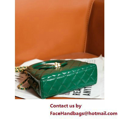 Chanel Shiny Crumpled Calfskin  &  Gold-Tone Metal Mini Shopping Bag AS4416 Green 2025